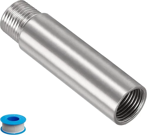 Vista 13 de Brazo de extensión de cabezal de ducha, 1.2 pulgadas 1/2PT macho a 1/2PT hembra rosca 304 acoplador de montaje de tubería de acero inoxidable