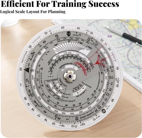 Vista 4 de Navigation Ruler Circular Slide Rule Aviation Computer for Students Planning E6B Computer with Metal Fastener Transparent