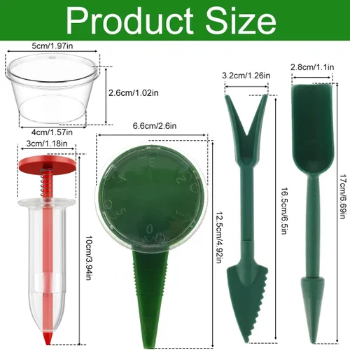 Vista 7 de Mini dispensador de semillas de siembra, herramienta de sembradora manual, esparcidor de plantas de mano, maceta manual ligera, reutilizable, mini