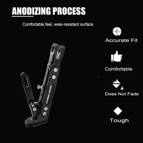 Vista 4 de Soporte de patas de motocicleta universal ajustable modificado CNC de aleación de aluminio, soporte de trípode ajustable, soporte lateral