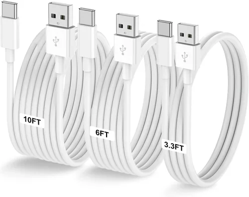 Vista 12 de LOFPYE Paquete de 3 cables USB A a USB C de color azul [3.3 pies+3.3 pies + 6 pies] USB A a USB C, cable Carplay para iPhone 16 15 Pro Plus Pro Max