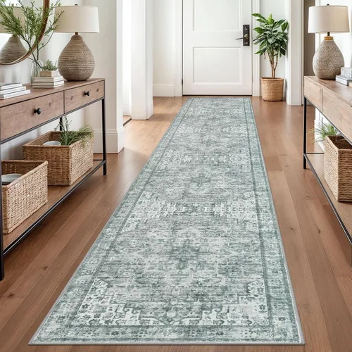 Vista 150 de SIILOOM Alfombra lavable de 2 x 3 pies, alfombra suave color taupe ceniza para entrada, tapete antideslizante para puerta de interior, tapete