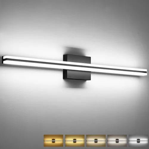 Vista 25 de SOLFART Luces de tocador de baño sobre espejo 14W 60 cm Luz de baño moderna negra 6000K ND