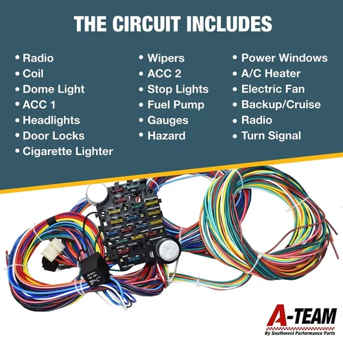 Vista 6 de A-Team Performance 21 ARNÉ DE CABLEADO UNIVERSAL PARA CIRCUITO ESTÁNDAR CON CABLEADO NUEVO XL STREET ROD FUERZA DE AUTO CALIENTE