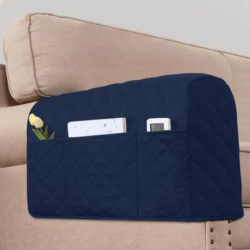 Vista 14 de Paquete de 2 fundas resistentes al agua para reposabrazos para sillas y sofás, fundas de brazo para sofá con 3 bolsillos para teléfono, sofá