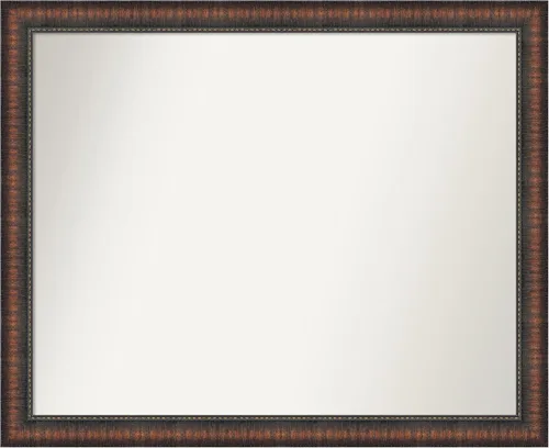 Vista 6 de Amanti Art Espejo de baño marrón para sobre el fregadero, 24 x 24 pulgadas, espejo de tocador cuadrado marrón Caleb, marco de madera rústica