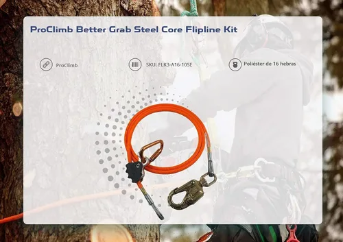 Vista 3 de Kit de línea de sujeción Better Grab ProClimb con núcleo de acero (1/2 pulgada x 3.05 metros) - Correa ajustable para árboles, de baja elasticidad