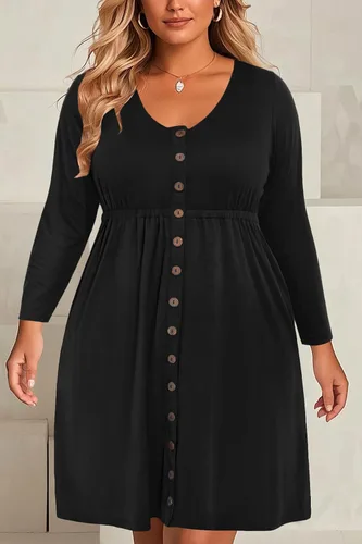 Vista 28 de Holipick Vestidos de verano para mujer, talla grande, casual, con bolsillos, acampanado, con botones, sin mangas, cuello en V