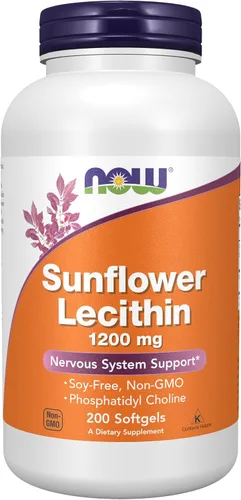Vista 9 de NOW Suplementos, lecitina de girasol 1200 mg con fosfatidil colina, 100 cápsulas blandas