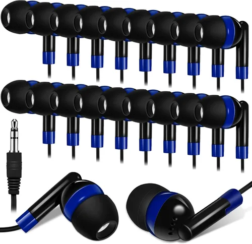 Vista 14 de Kanayu Paquete de 50 auriculares con cable a granel para aula, auriculares básicos con cable para estudiantes, sin micrófono, con conector de 0.138