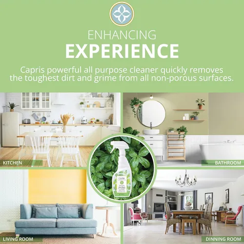 Vista 3 de CAPRI ESSENTIALS Limpiador multiusos, suministros de limpieza naturales para el hogar, espray de superficie de encimera de cocina a base de plantas