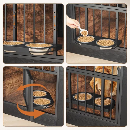Vista 7 de Mueble de jaula para perros de 40 pulgadas con bandeja giratoria para perros grandes de hasta 45 libras 0.47" thick top supports 150 lbs, 3-door