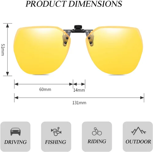 Vista 3 de Gafas de sol polarizadas extra grandes con clip, protección UV antirreflejos para gafas graduadas