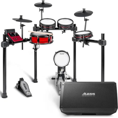 Vista 14 de Alesis Nitro Pro y Strike Amp 8 MK2 - Juego de batería eléctrica con altavoz amplificador de batería de 8 pulgadas de 2000 W, con Bluetooth