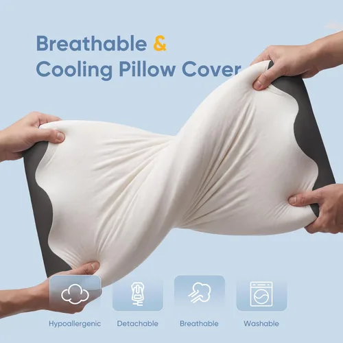 Vista 4 de NEWBULIG Soporte para el cuello con almohada cervical de espuma Soporte ergonómico para dormir lateral/espalda/estómago, alivia el cuello y los gris
