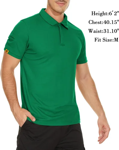 Vista 2 de V VALANCH Polo de manga corta para hombre, que absorbe la humedad, polo de golf, atlético, con cuello, A-Negro