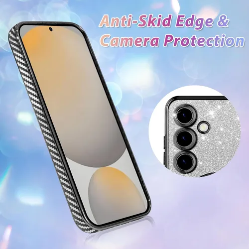 Vista 206 de Bonoma - Funda compatible con Samsung Galaxy S21 Plus, diseño de corazón con purpurina, color rosa Support for MagSafe, Plating Magnetic Case TPU