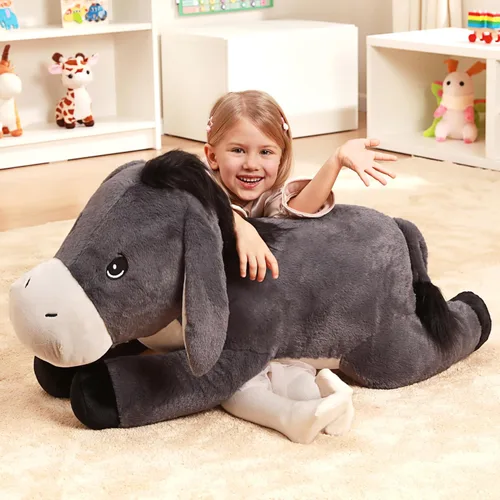 Vista 7 de IKASA Peluche de burro gigante de 33 pulgadas, súper suave, sin cremallera Burro gris oscuro