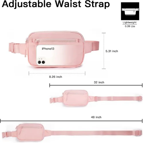 Vista 4 de Telena Riñoneras para mujeres y hombres, a la moda, con correas ajustables, 1-Rosa