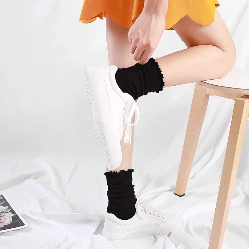 Vista 22 de Mcool Mary Calcetines para mujer, con volantes, estilo casual, transpirables, de punto, de algodón, con volantes, paquete de 6