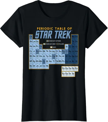 Vista 37 de Star Trek Camiseta de mesa periódica de la serie original, Negro, S