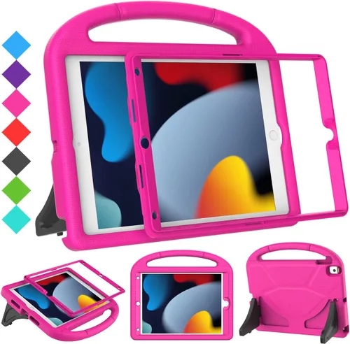 Vista 13 de SUPLIK Funda para niños para iPad de 9ª/8ª/7ª generación - 10.2 pulgadas 2021/2020/2019 Funda con protector de pantalla integrado, asa resistente a