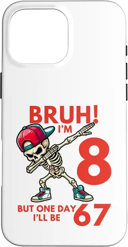 Vista 19 de Bruh I'm 8 But One-Day I'll Be 67 Retro 8th Birthday Kids Case for iPhone 17