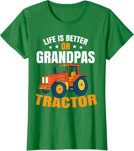 Vista 29 de Life Is Better On Grandpas Tractor Kids Farm Tractor Boy Camiseta, Negro
