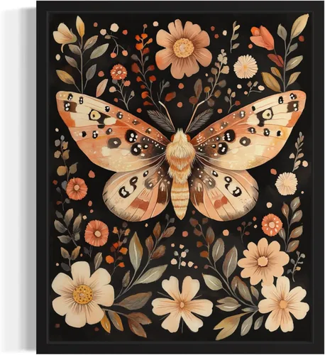 Vista 16 de Póster de Arte de Murciélago, Estilo William Morris Retro de Mediados de Siglo Botánico Victoriano Academia Oscura Decoración Gótica Galería 10a