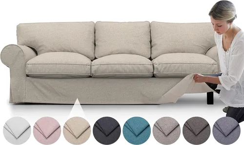 Vista 8 de comfortly Funda para sofá EKTORP de 3 asientos, funda de repuesto resistente de 7 piezas, resistente tela nanotecnológica a prueba de mascotas