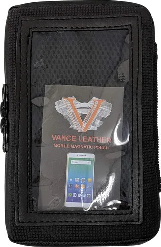 Vista 2 de Motocicleta magnética teléfono celular y GPS titular tanque bolsa compatible con teléfono, negro impermeable