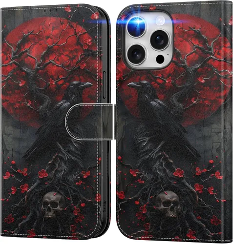 Vista 43 de DEENAKIN Funda tipo cartera para iPhone 15 con tarjetero + clip para efectivo, bloqueo RFID, protección contra caídas de grado militar y obras