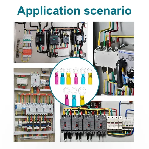 Vista 5 de 50 unidades de conectores de cable termorretráctiles, terminales de anillo impermeables de 12-10 AWG, terminales de cable de 12-10 AWG de 1/4" (M6)