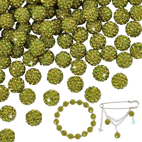 Vista 21 de PH PandaHall - 240 piezas de cuentas de strass en 24 colores, cuentas de cristal de 10 mm, cuentas de bola de discoteca con strass, cuentas