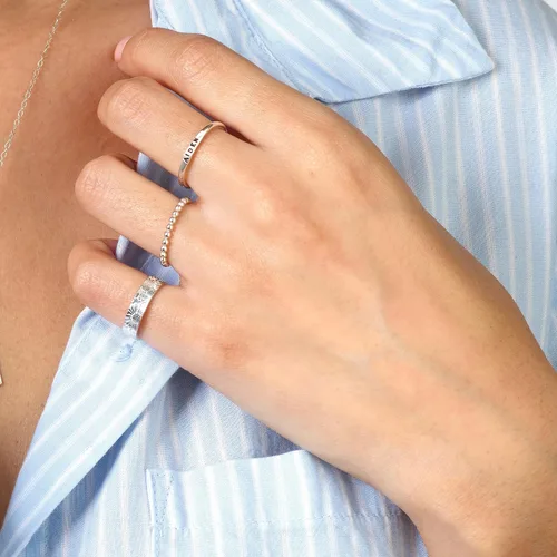 Vista 3 de By Hannah Design Teeny Tiny Stacking Sterling Silver Ring Personalized Ring
