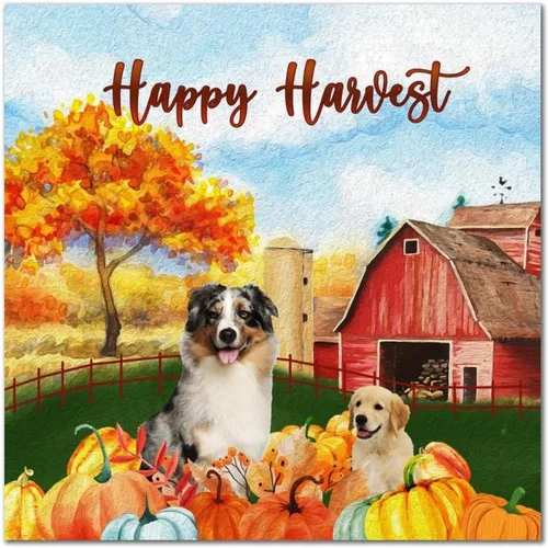 Vista 12 de Happy Harvest Frenchton Dog Barn Wood Sign Retro Fall Sweet Fall Wall Plaque Pumpkin Patch Wood Panels Home Wall Decoration for Home Kitchen Living