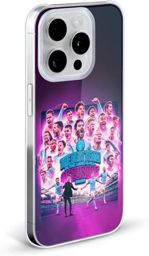 Vista 2 de Head Case Designs Funda rígida con licencia oficial del Manchester City Man City FC Team Graphics 2023 Champions of Europe compatible con Apple
