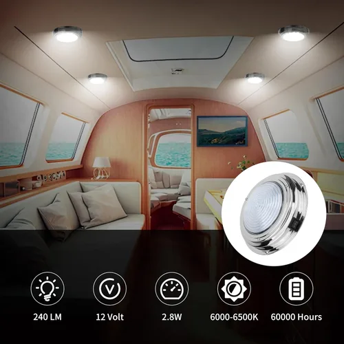 Vista 3 de RVZONE Luz de cúpula de barco marino de 12 V LED luces marinas interior con interruptor de palanca 7 "LED Iluminación de cabina de barco con montaje