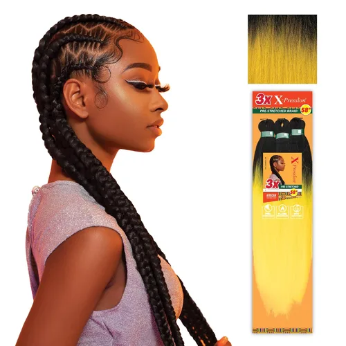 Vista 13 de Sensationnel X-Pression - Trenzas sintéticas prestiradas, 3 unidades, 58 pulgadas, negro azabache 1 Cabello trenzado, Kanekalon, ignífugo