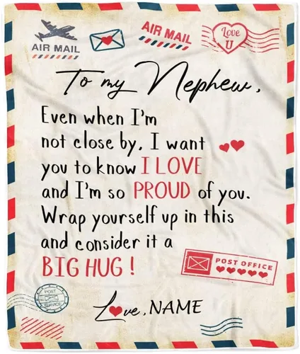 Vista 17 de Manta personalizada con texto en inglés «To My Nephew from Aunt Uncle Auntie I Love You Hugs» (texto en inglés) con texto en inglés «To My Nephew»