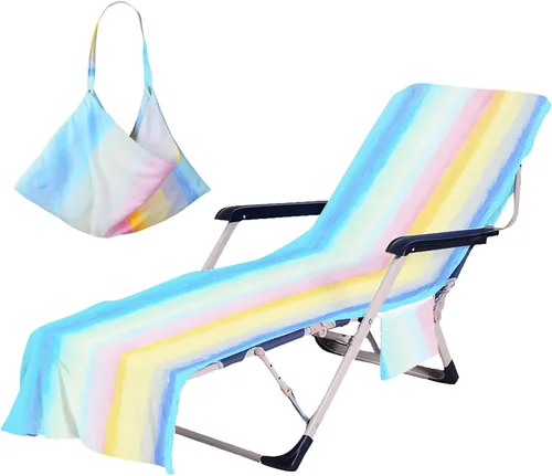 Vista 12 de Funda para silla de playa con bolsillos laterales, acogedora funda para silla de playa de secado rápido, para piscina, playa, jardín, hotel, tomar