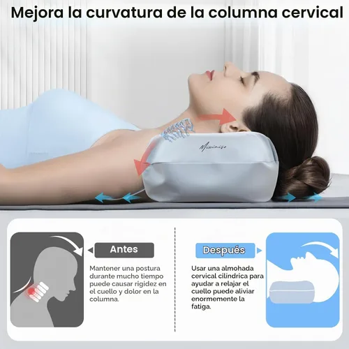 Vista 2 de Almohadas cervicales para el cuello para aliviar la tensión muscular, almohada cervical para dormir de lado, acampar y viajar, almohada de espuma