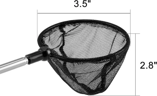 Vista 2 de Red telescópica para peces de acuario, red redonda de malla fina para pecera con mango largo extensible (3.5 pulgadas) Fish Tank Nets with