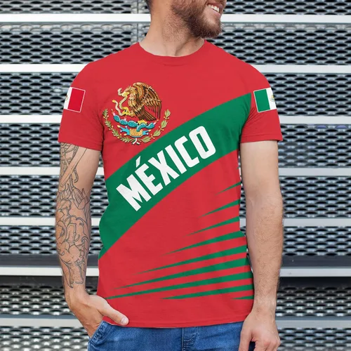 Vista 6 de Camisas mexicanas aztecas de manga corta de verano México Jersey unisex 3D Camisas