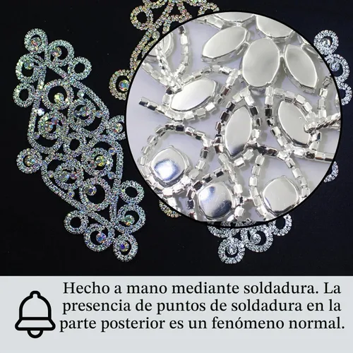 Vista 5 de PEARLY JUN Parches de apliques de cristal con diamantes de imitación, para bricolaje, con cuentas, ropa de costura para cinturón de boda, vestidos
