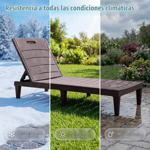 Vista 8 de Devoko Juego de 2 tumbonas para exteriores, sillas de salón impermeables de Marrón profundo