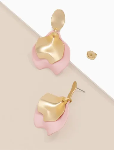 Vista 3 de ZENZII Aretes de metal mate con pétalos de flores para mujeres y niñas