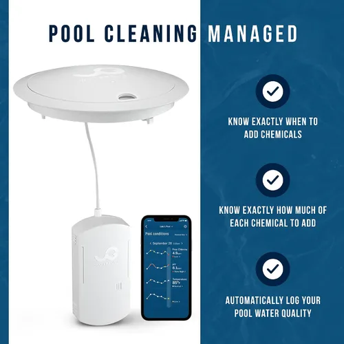 Vista 9 de WaterGuru Sense S2 - Monitor inteligente de piscina – Probador digital de agua de piscina y spa para cloro, pH, CYA y alcalinidad – habilitado