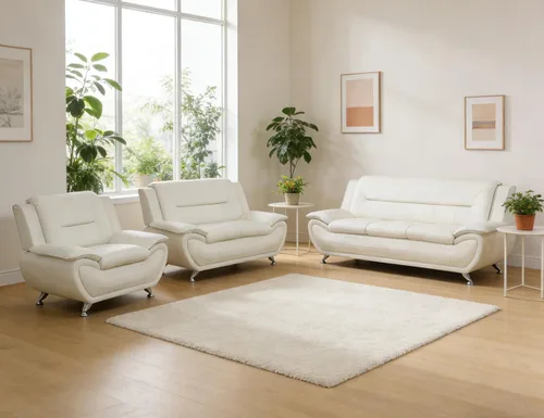 Vista 29 de Sofá modular de cuero, juego de muebles de sala de estar, 3 piezas, moderno, para sala de estar, apartamento, oficina, dormitorio, color blanco