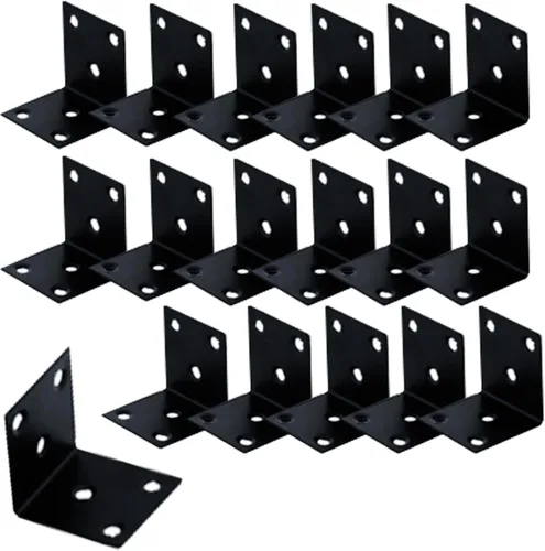 Vista 9 de 16 piezas de soportes de esquina para maceta de jardín elevada, soporte de acero inoxidable de 4 pulgadas, soportes de ángulo negros, soporte